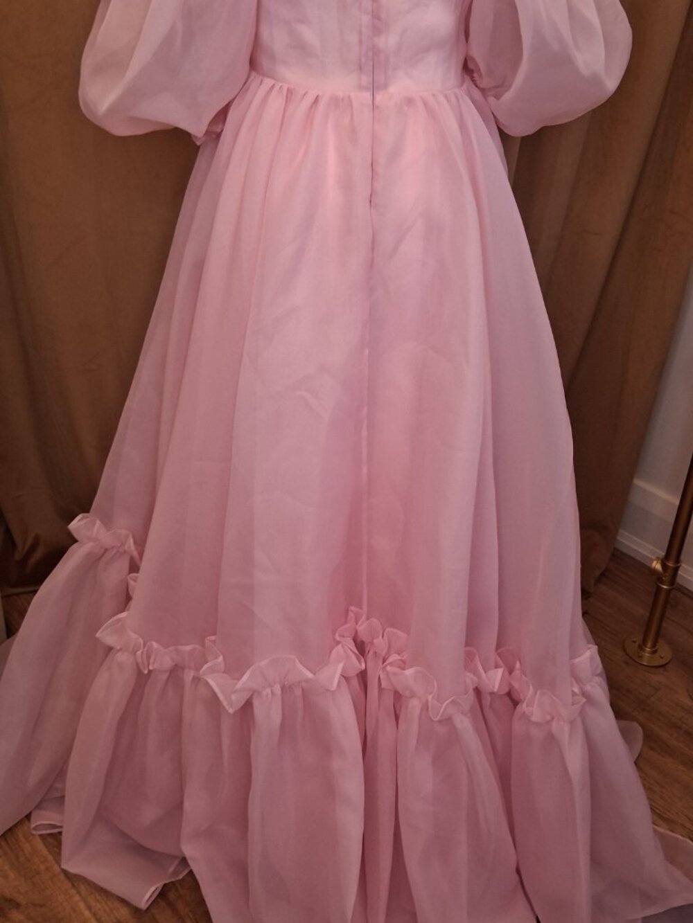 Pink Off Shoulder Ritz Chiffon Ball Gown Size M - Picture 3 of 3